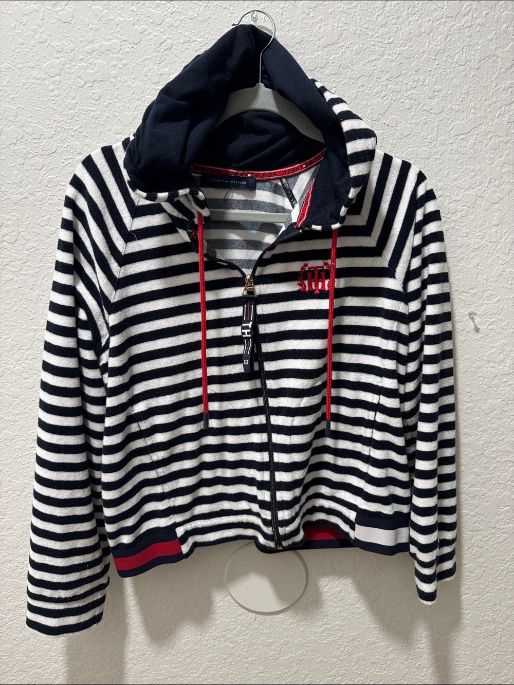 Tommy Hilfiger Navy, White & Red Striped Hoodie